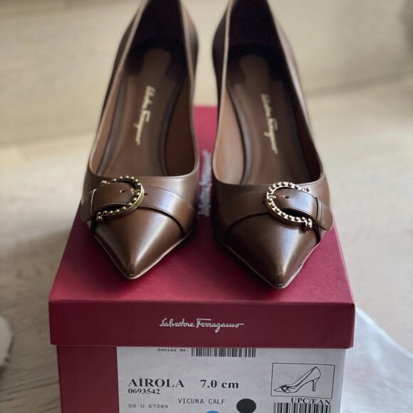 Salvatore Ferragamo Airola Pump Heel in Brown - Picture 4 of 5
